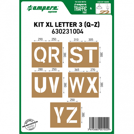 KIT XL LETTER 3 (Q-Z) : Lettres XL 38 cm - 5 pochoirs