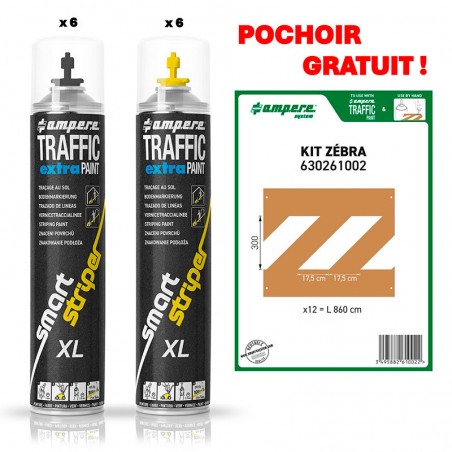 PACK ZEBRA NOIR & JAUNE : 2 cartons de Traffic Extra Paint® XL + 1 kit pochoir Zébra