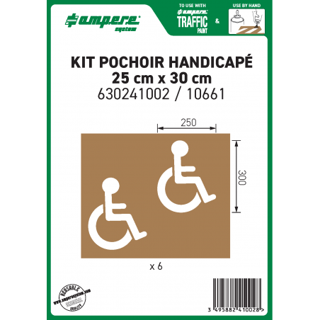 KIT SIGNALISATION HANDICAPÉ 25 X 30 CM - 6 pochoirs